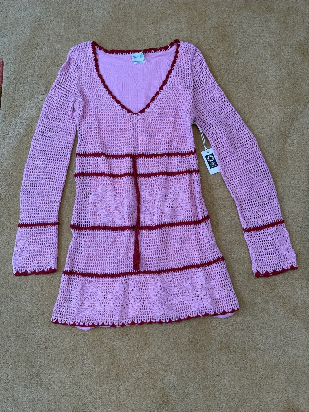 SAYLOR Crochet Tunic Sweater Dress - Picture 1 of 3